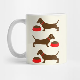 Dachshunds with dog bowls Mug